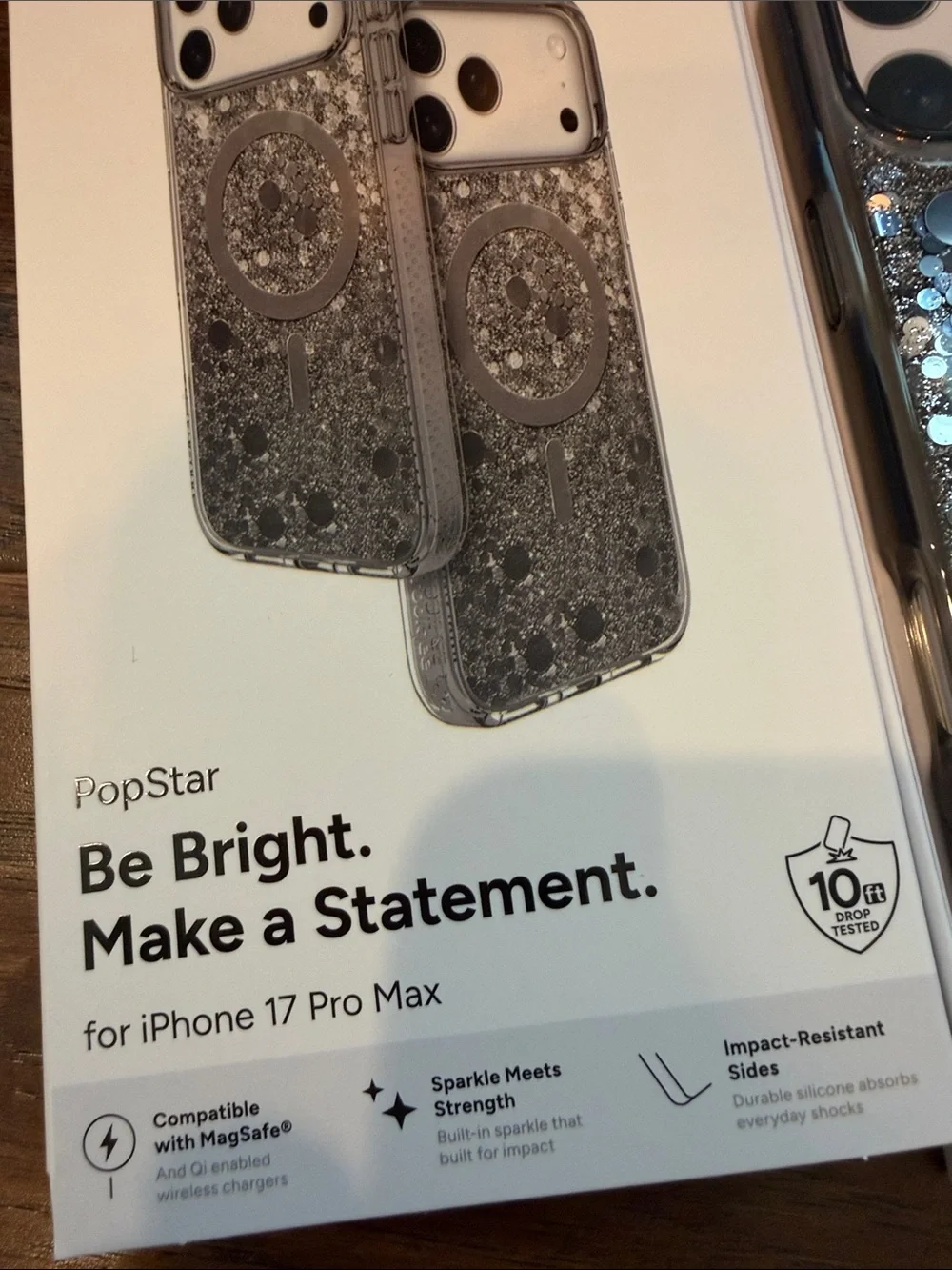 PopStar Glitter MagSafe Case for iPhone 17 Pro Max - Silver Sparkle